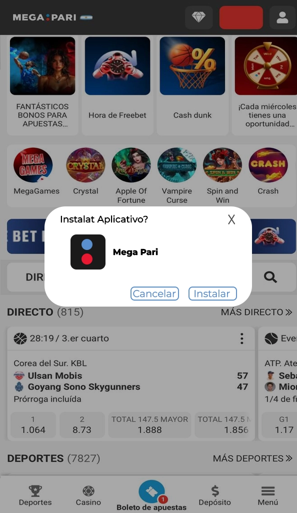 Locate and open the downloaded Mega Pari APK file on Android