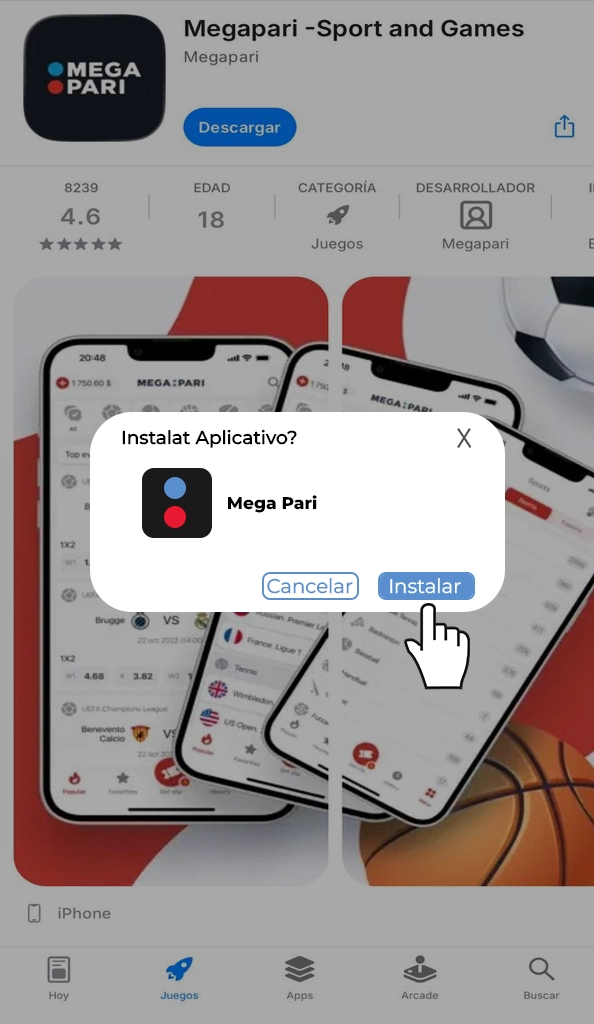 Tap "Download" in the App Store to install Megapari Argentina app and start playing