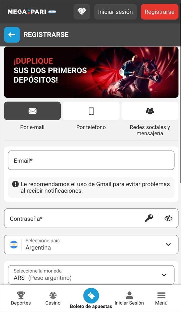 Regístrese en Megapari Сasino para empezar a jugar y ganar